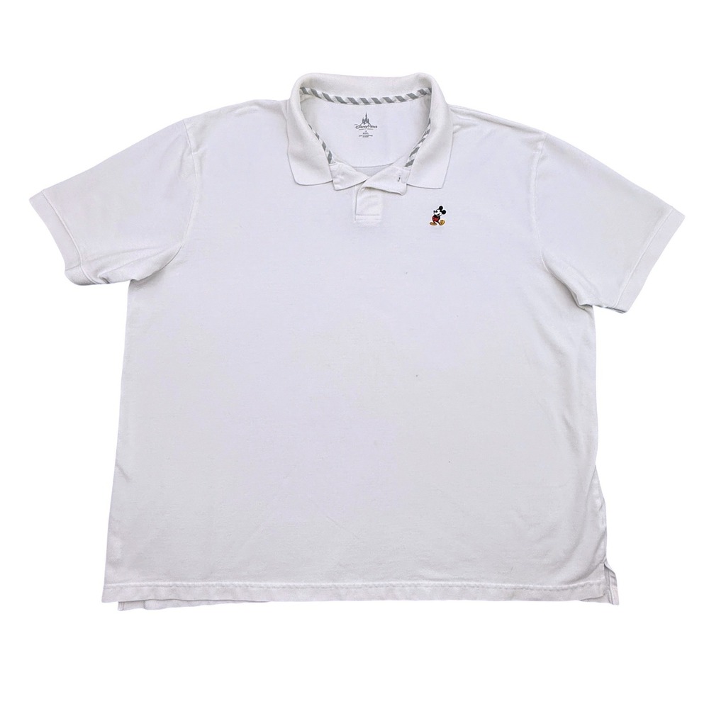 Disney Parks Polo Shirt Men's XXXL White Vintage Mickey Mouse Embroidered